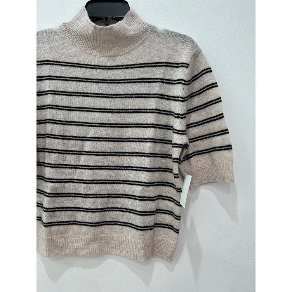 NWT FRAME Size L Stripe Wool & Cashmere Crop Sweater In Oatmeal MSRP$295 - Picture 7 of 12